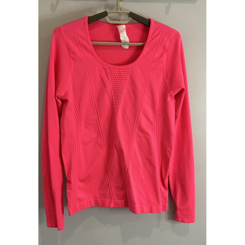 Fabletics Hot Pink Perforated Seamless Compression Shirt Long Sleeve Stretch L